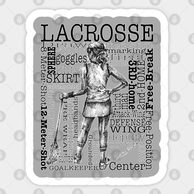 Lacrosse Montage (Female-Border) Sticker by TheArtofLax